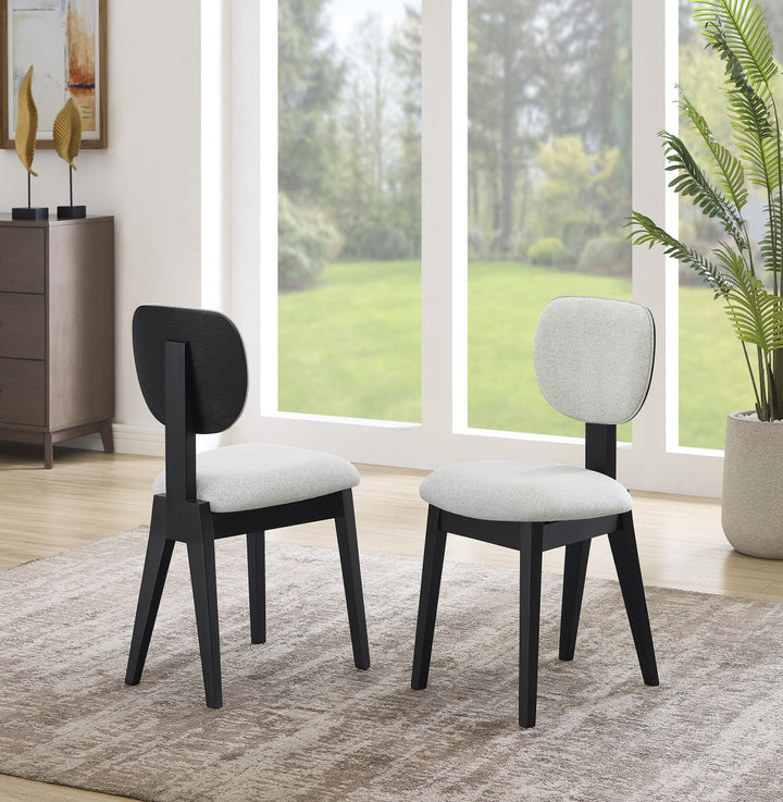 Lumar 5-Piece Dining Table Set With Fabric Upholstered Chairs - Black