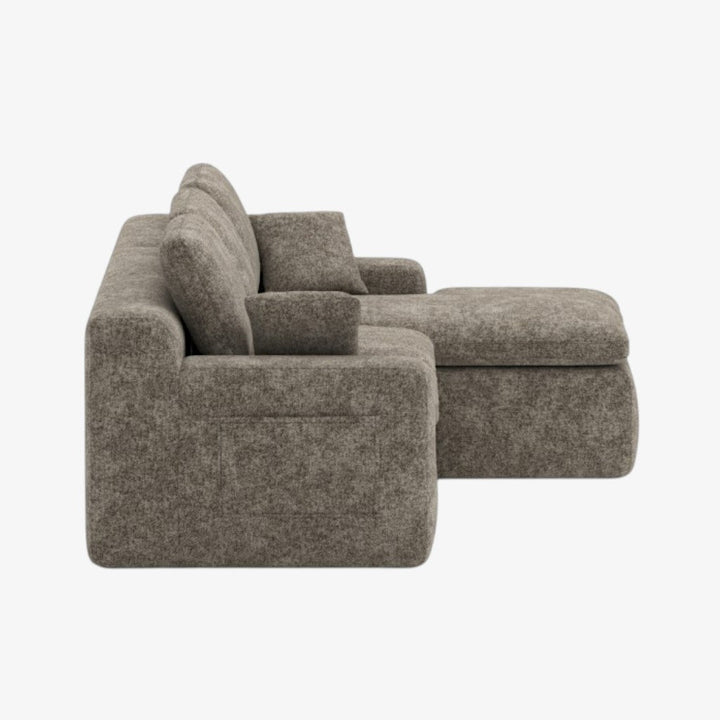 Birch Fabric Upholstered Sectional Sofa - Brown | Simplistic, Stylish, Comfortable, Reversible & Built to Last