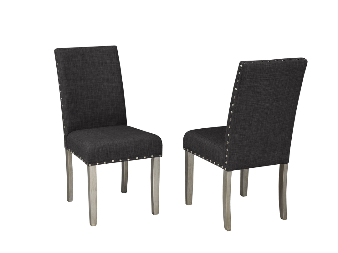 Milan Wooden Dining Chair in Fabric Upholstery (Set of 2) - Dark Grey