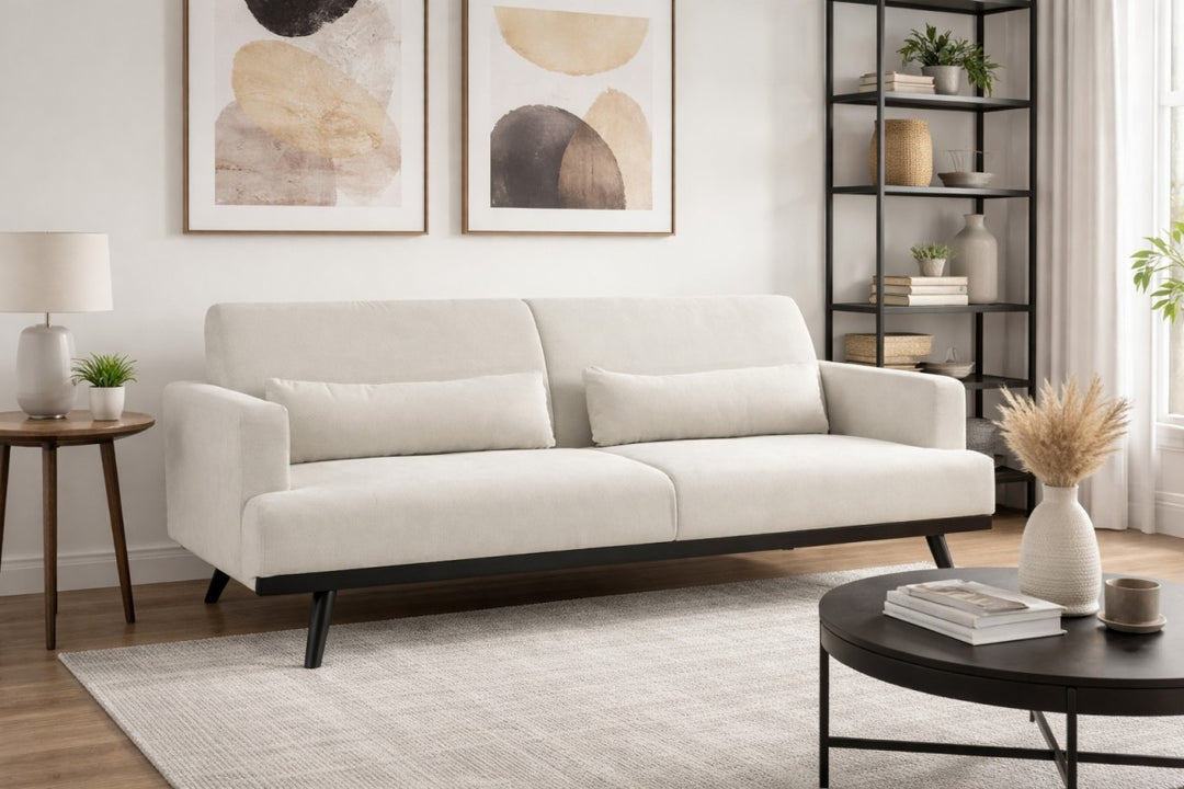 Greece 3-Seater Stationary Sofa In Fabric Upholstery - Beige