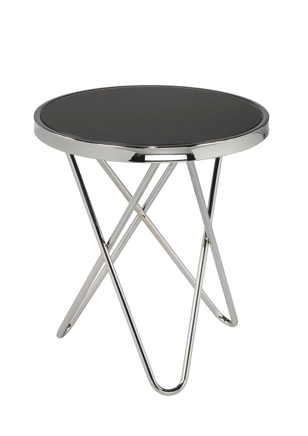 Fade Silver Accent Table with Tempered Glass Top - Black/ Silver