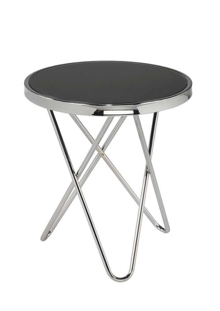 Fade Silver Accent Table with Tempered Glass Top - Black/ Silver