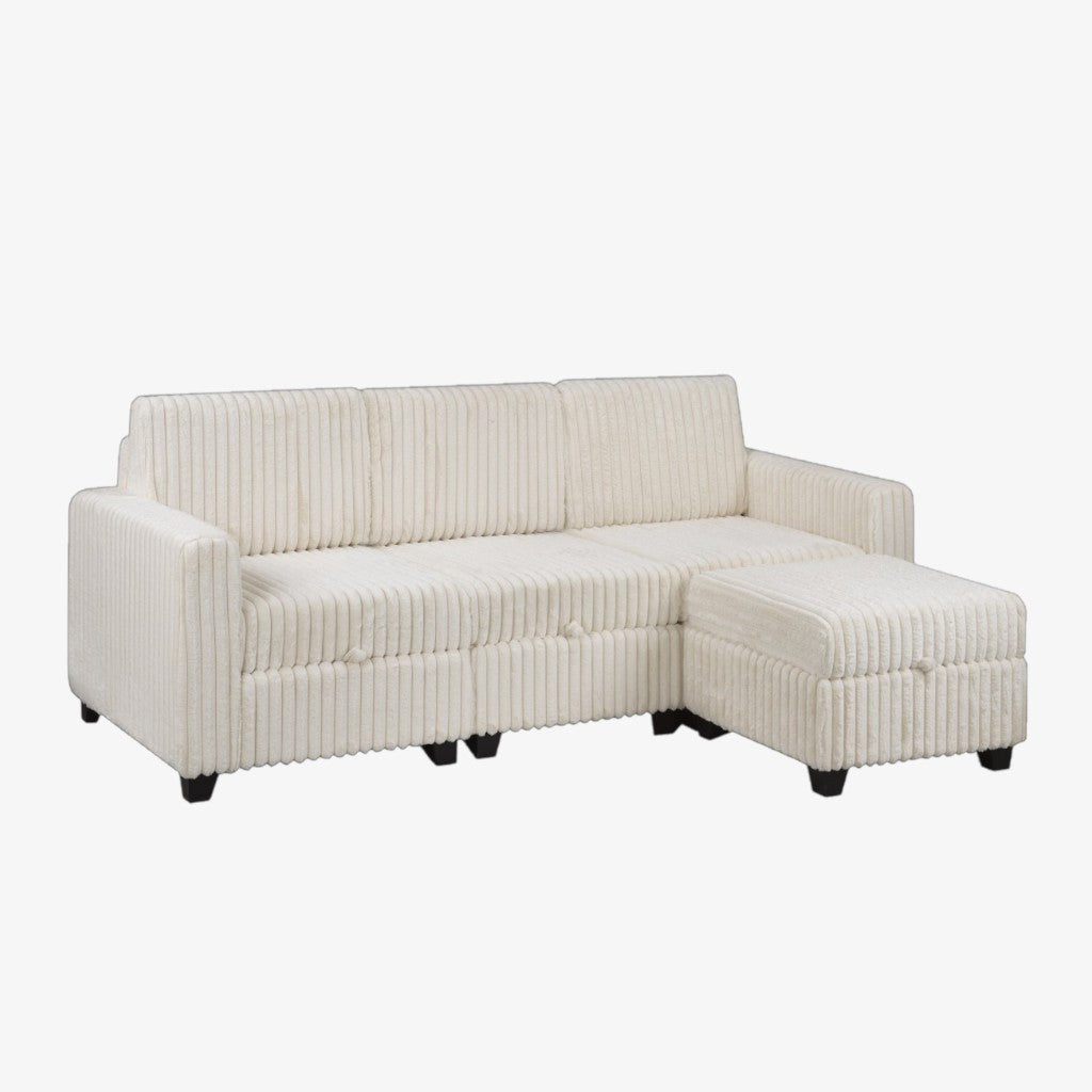 Nexus Fabric Upholstered Sectional Sofa - Beige | Stylish, Sturdy, Affordable & Smart Storage