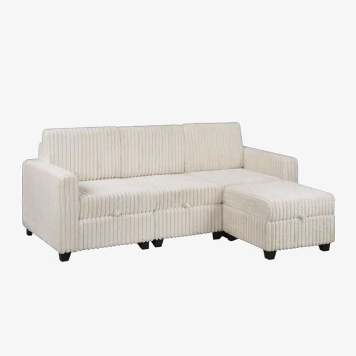 Nexus Fabric Upholstered Sectional Sofa - Beige | Stylish, Sturdy, Affordable & Smart Storage