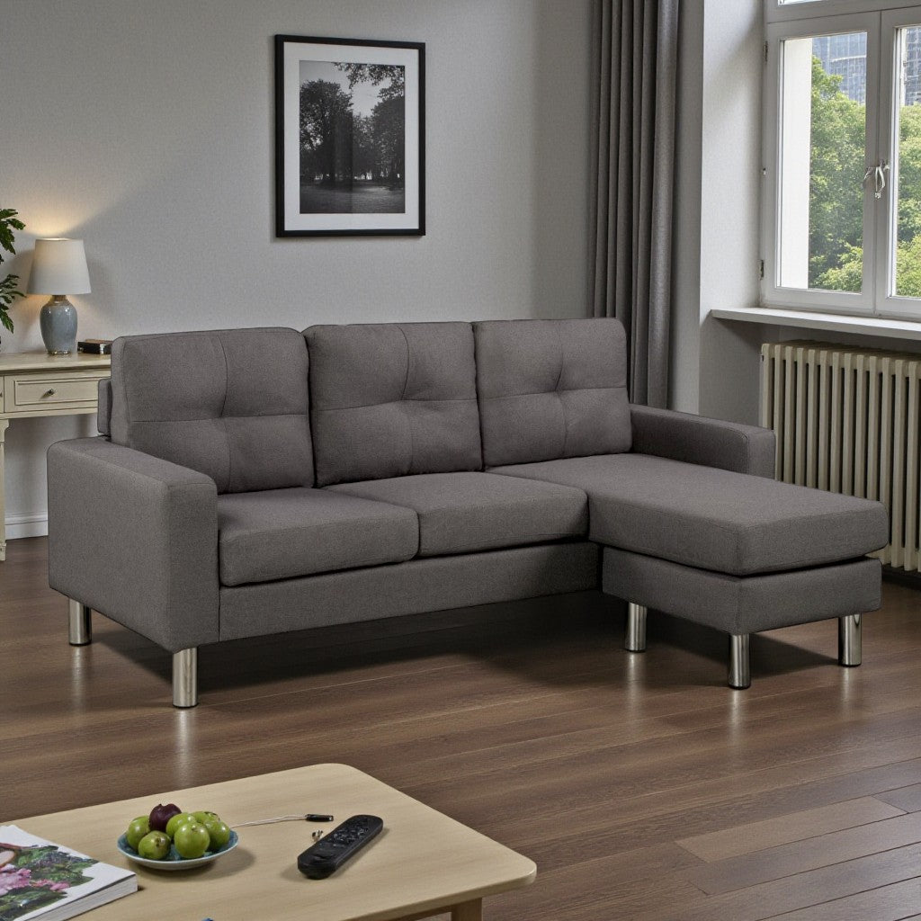 Riverstone Fabric Upholstered Sectional Sofa - Dark Grey | Timeless, Stylish, Reversible, Affordable & Built to Last