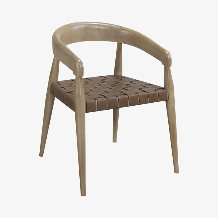 Rowan Wooden Dining Chair - Oak | Rustic Style, Mid-Century Modern, Durable & Woven Leather Seating