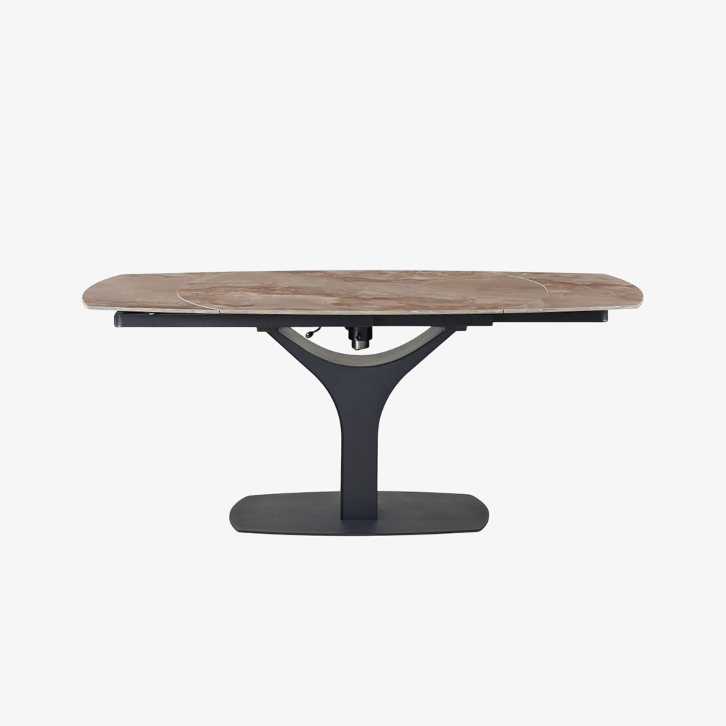 Ruby Dining Table With Sintered Stone Top - Agate Brown/ Black | Modern, Stylish, Extendable & Durable