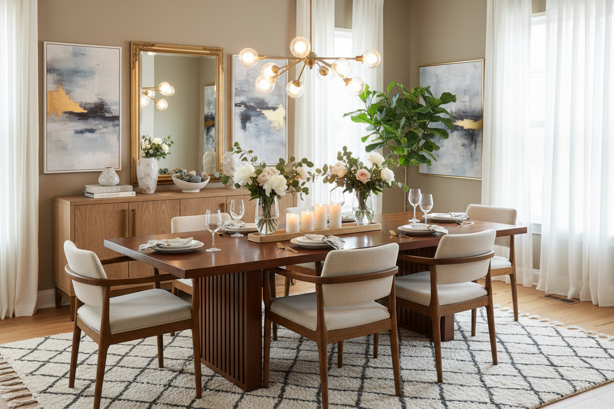 generate image of dining room with all other dining room decor