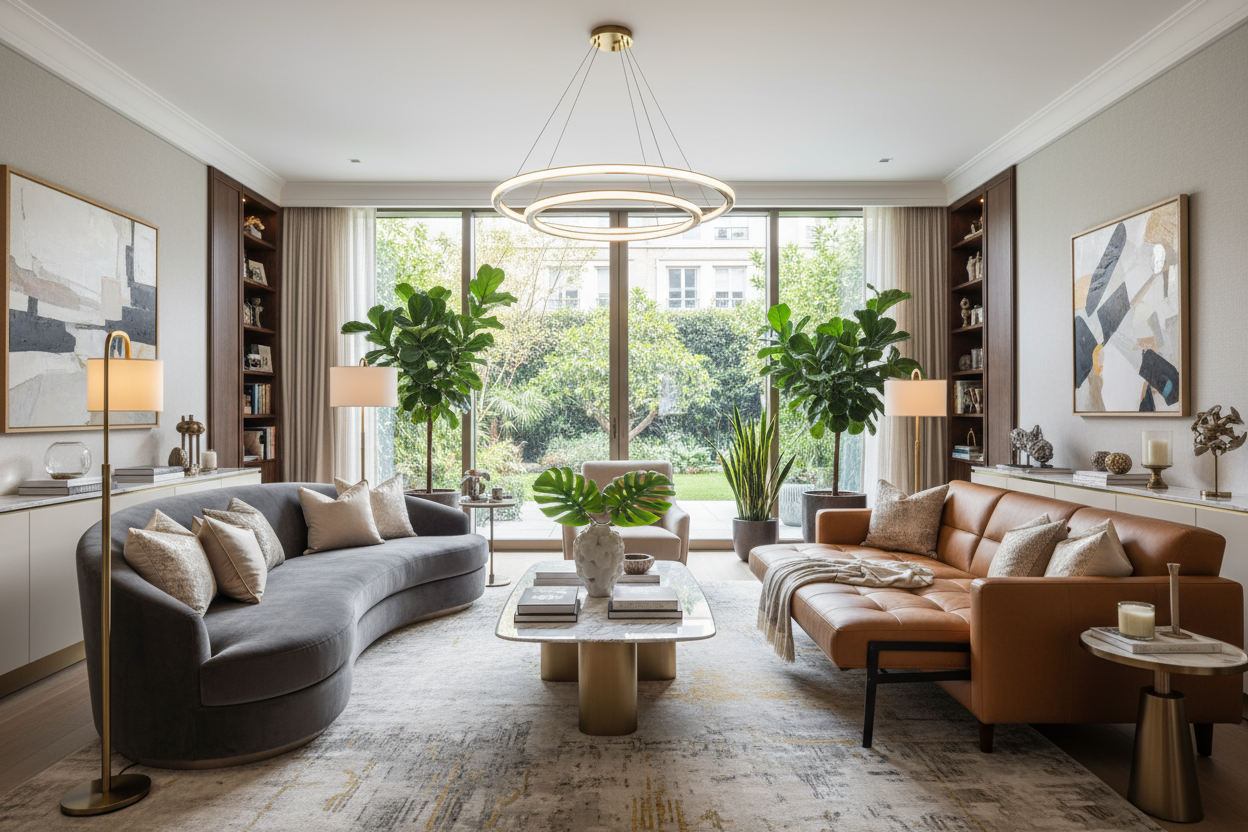 generate Sectional sofa and Sofa bed hero image in landscape use all essentials for them luxurious living standard