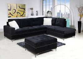 Icon Fabric Upholstered Sectional Sofa With Storage Ottoman - Black | Stylish, Sturdy, Comfortable & Affordable