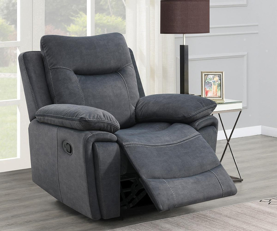 Comforta Recliner Chair with Manual Recline & Glider | Grey Velour Fabric Recliner