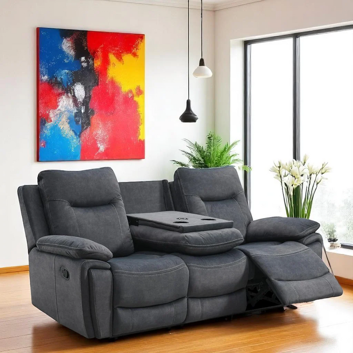 Bravio Grey Recliner Set | Manual Reclining Chair, Loveseat & Sofa