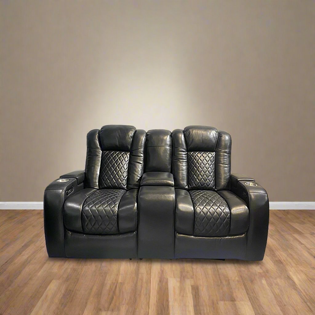 rivon Recliner Loveseat – Black Power Luxury with Smart Features