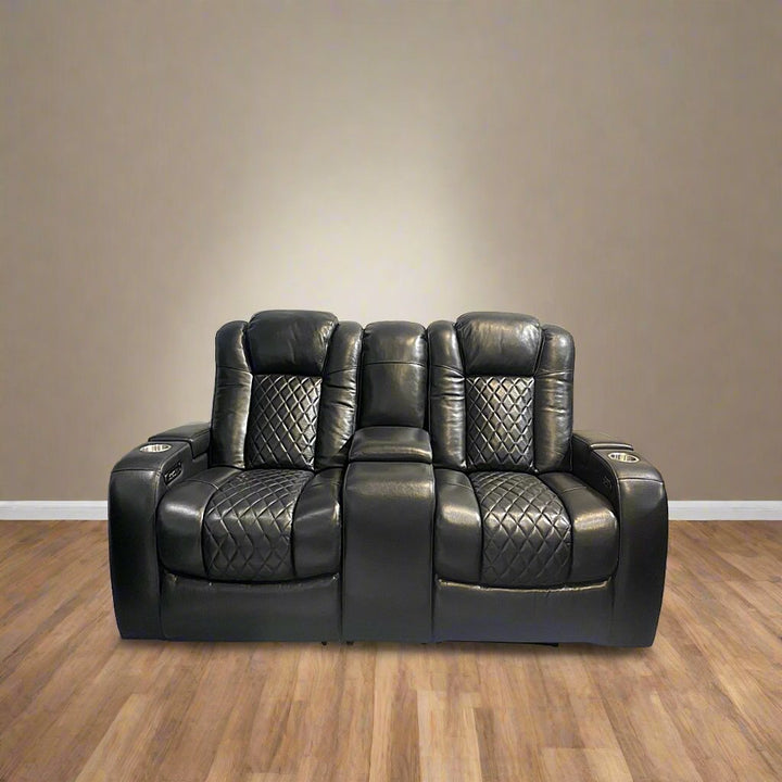 rivon Recliner Loveseat – Black Power Luxury with Smart Features