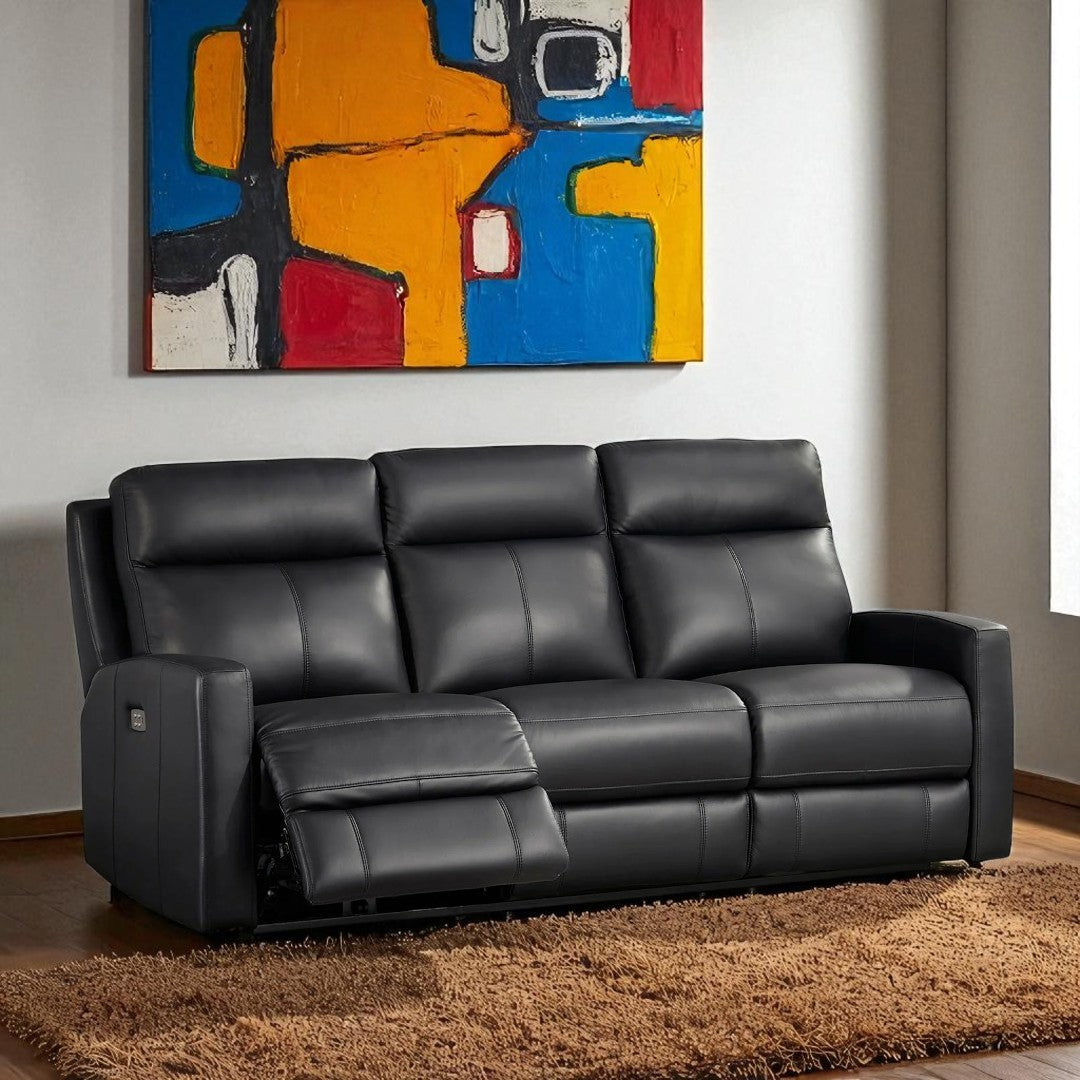 Solace Power Recliner Set – Chair, Loveseat & Sofa in Black Leathaire