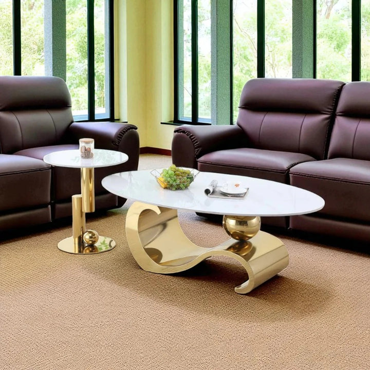 Palazzo Gold Metallic Luxury Coffee Table Set