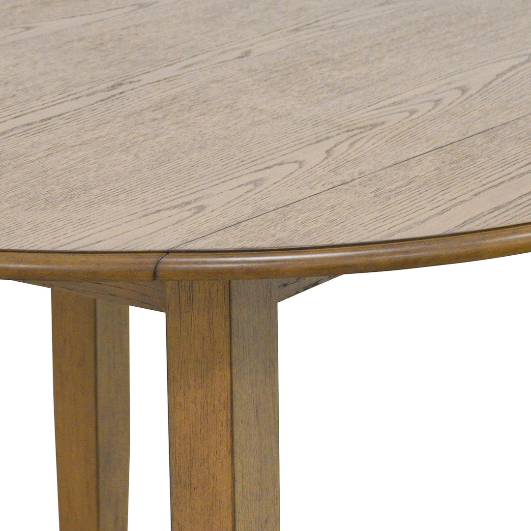 Orlena Round Drop-Leaf Dining Table – Modern Walnut Wood Dining Table with Expandable Design for Compact Spaces