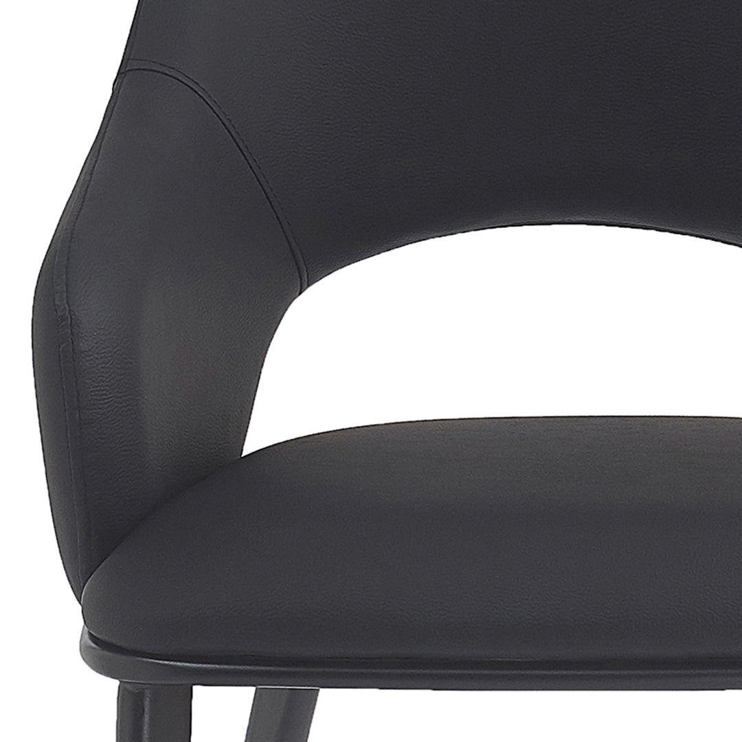 Montierra Modern Dining Chair Set of 4 – Textured Faux Leather Upholstered Chairs with Curved Back, Matte Black Frame and Medium-Firm Cushion Seating Dining & Lounge Chairs