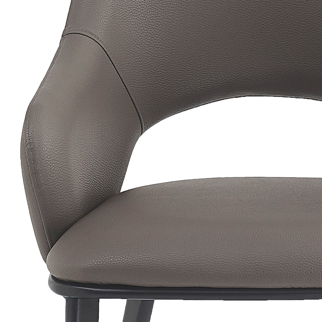 Montierra Modern Dining Chair Set of 4 – Textured Faux Leather Upholstered Chairs with Curved Back & Arms, Matte Black Frame and Medium-Firm Cushion Seating Dining & Lounge Chairs
