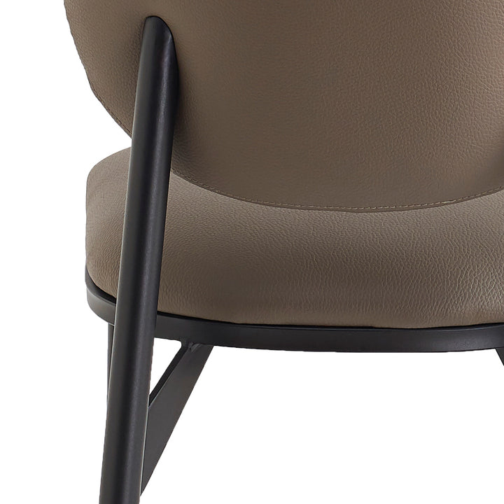 Caselle Dining Chair (Set of 4) – Modern Faux Leather Dining Chairs with Curved Back, Upholstered Seat And Matte Black Metal Frame