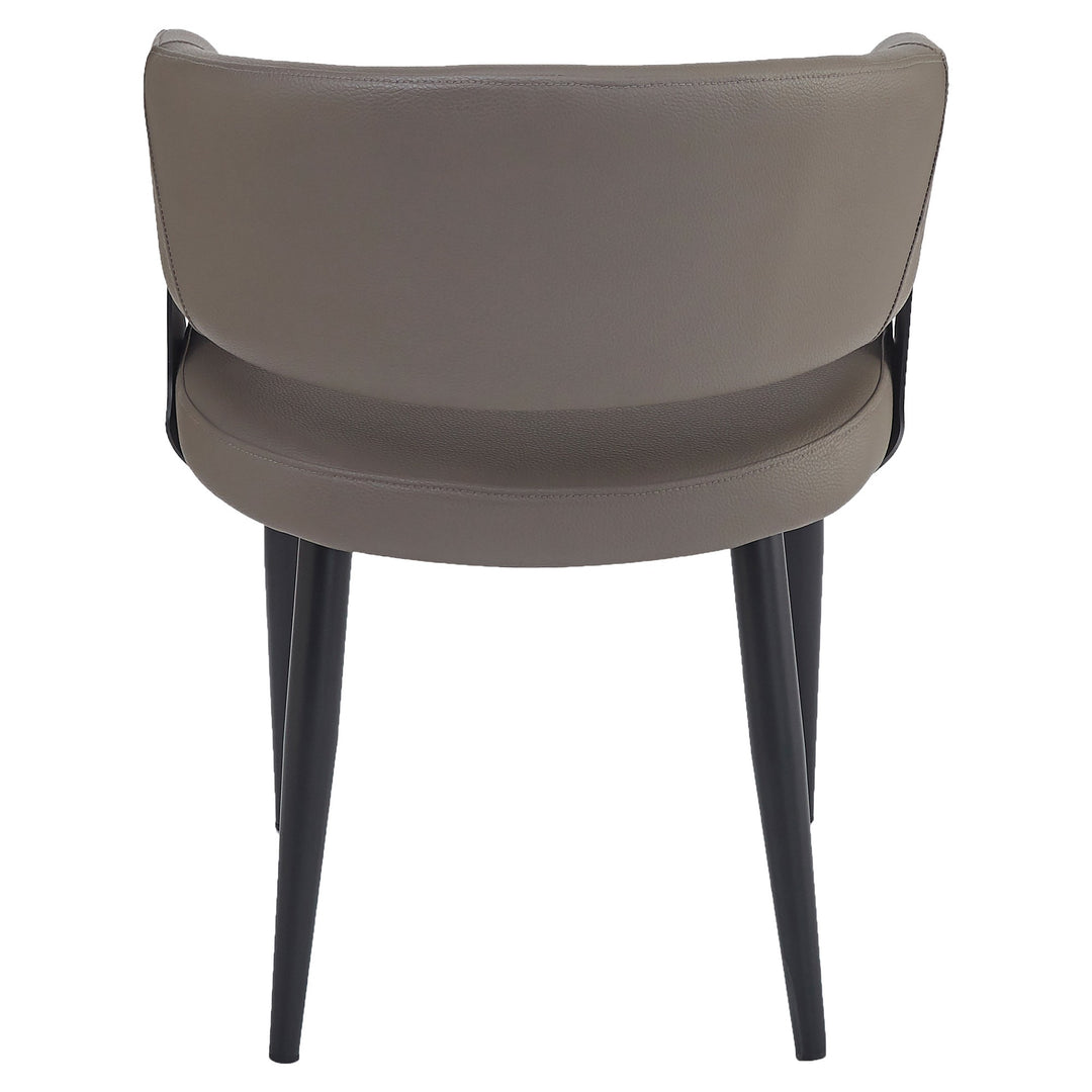 Corvello Dining & Lounge Chair – Set of 4 Modern Curved Back Faux Leather Upholstered Chairs with Matte Black Frame (Black)