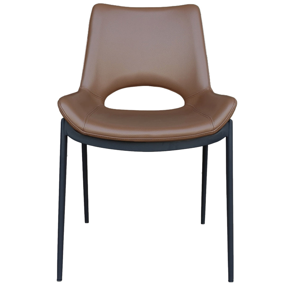 Torano Mid-Century Modern Dining And Lounge Chair in Black Finish with Textured Faux Leather Upholstery, Contoured Seat, Metal Frame – Set of 6