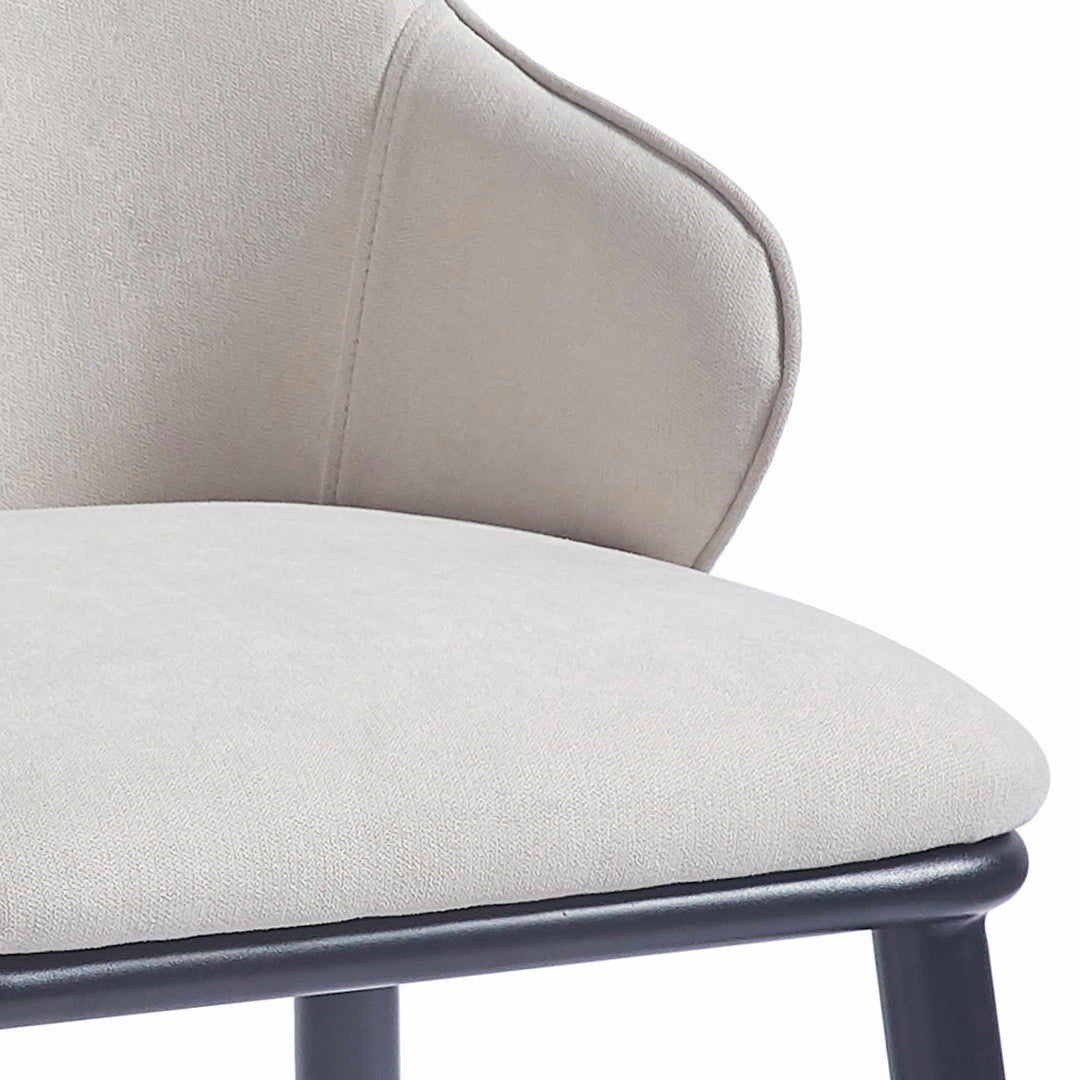 Bellora Modern Dining Chair with Fabric Upholstery, Contoured Seat Back, Matte Black Metal Frame And Legs – Set of 2