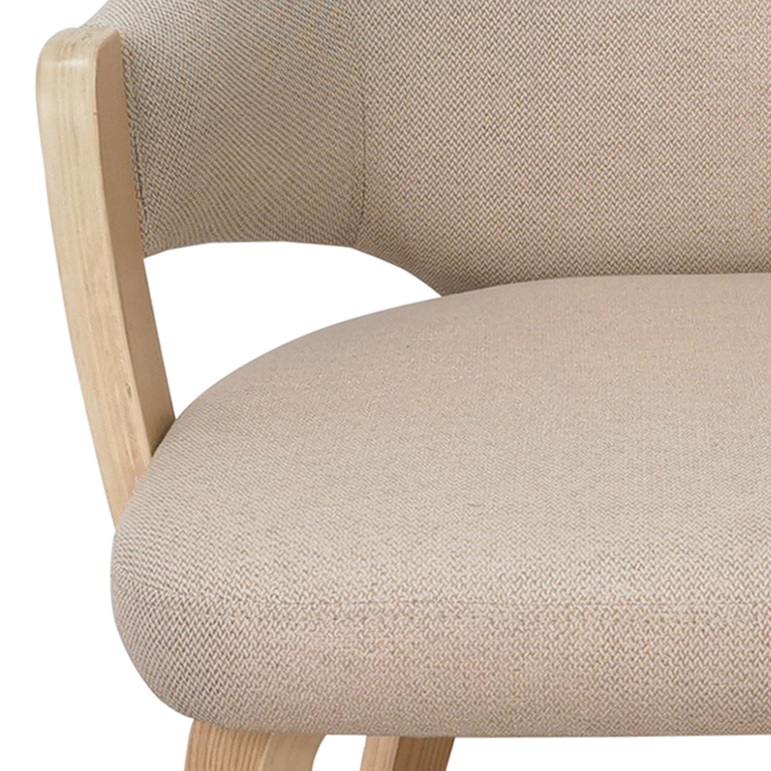 Cavello Modern Dining And Lounge Chair with Toffee Herringbone Performance Fabric Upholstery, Natural Bentwood Arms & Legs – Set of 2