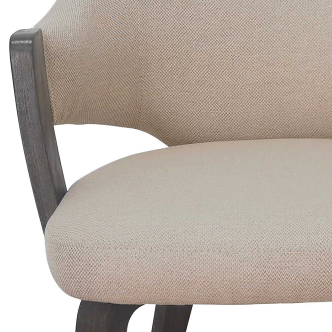 Cavello Modern Dining & Lounge Chair with Toffee Herringbone Performance Fabric Upholstery, Dark Walnut Bentwood Arms And Legs – Set of 2