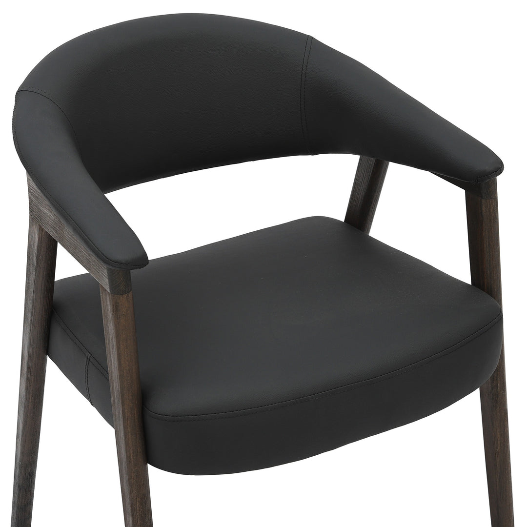 Radiance Mid-Century Modern Dining Armchair Set of 2 – Faux Leather Upholstered Chairs with Solid Beechwood Legs in Brushed Dark Walnut Finish