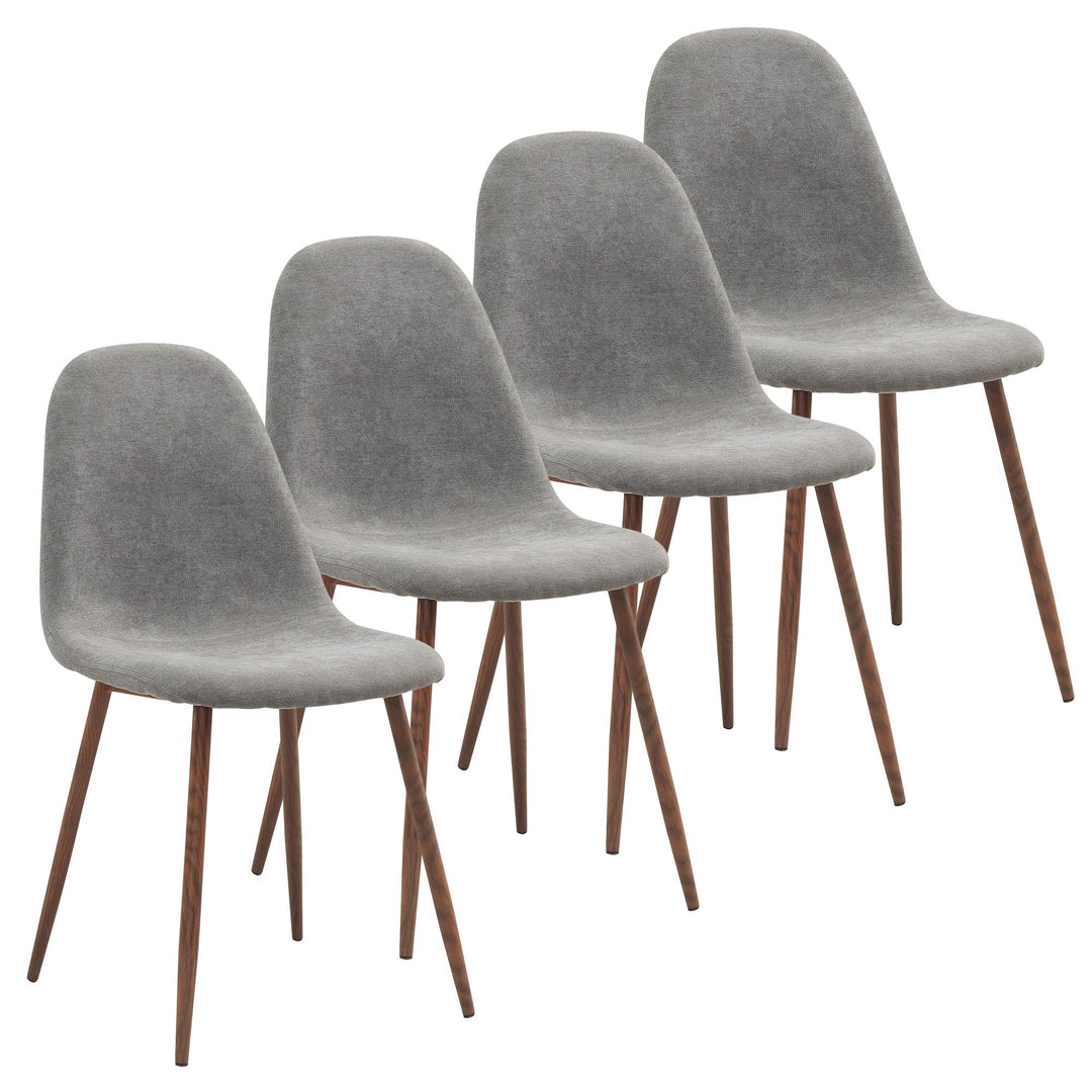 Eltravo Mid-Century Modern Chair – Set of 4 Curved Wood Frame Fabric Upholstered Chairs with Walnut Finish Metal Legs (Copy)