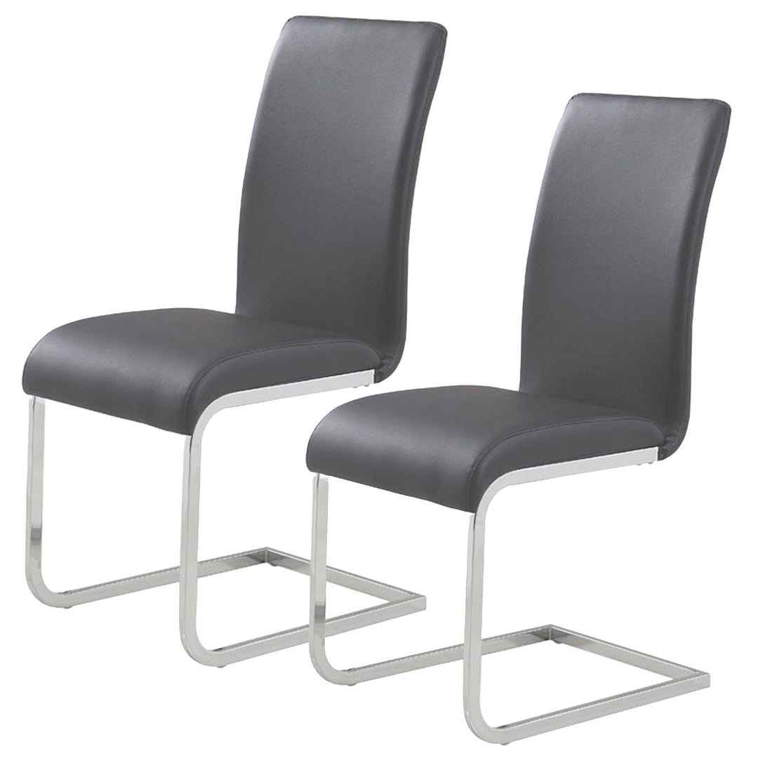 Raventra Contemporary Dining Chair – Set of 2 C-Shape Base Chrome Metal Frame Upholstered Chairs
