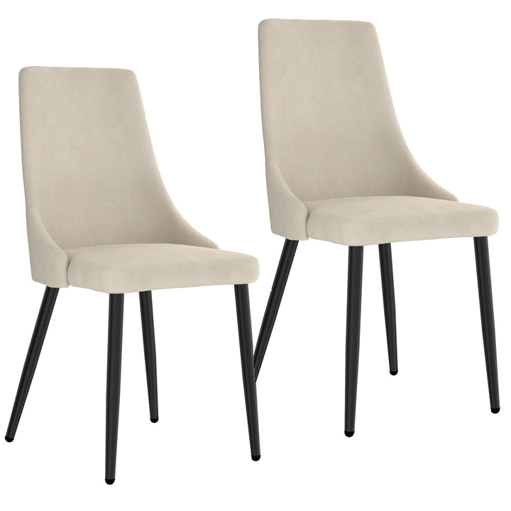 Novalith Mid-Century Modern Chair – Set of 2 Curved Wood Frame Fabric Upholstered Chairs with Matte Black Metal Legs