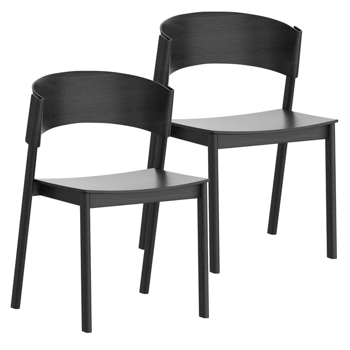 Cortina Mid-Century Modern Dining/Lounge Chair, Black Finish (Set of 2)