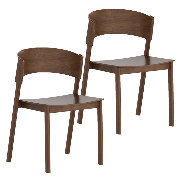 Cortina Mid-Century Modern Dining/Lounge Chair, Walnut Finish (Set of 2)