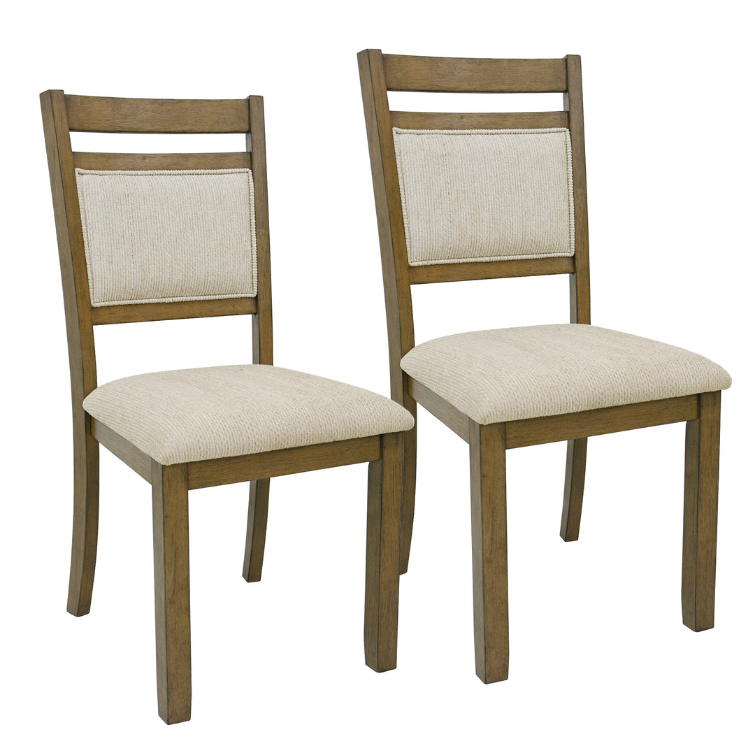 Savona Modern Dining/Lounge Chair, Walnut Finish with Beige Fabric Upholstery (Set of 2)