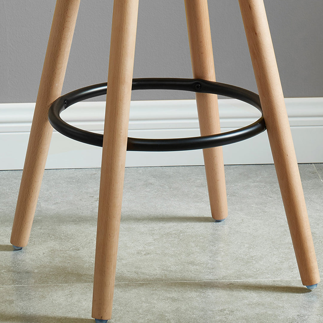 Lumetrix Counter Stool – Set of 2, 26" Curved ABS Seat Faux Leather Upholstered Stools with Beechwood Legs