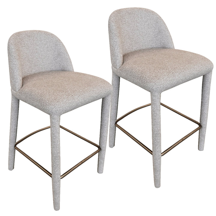 Tavior Counter Stool – Set of 2, 26" Multi-Toned Fabric Upholstered Stools with Aged Gold Footrest