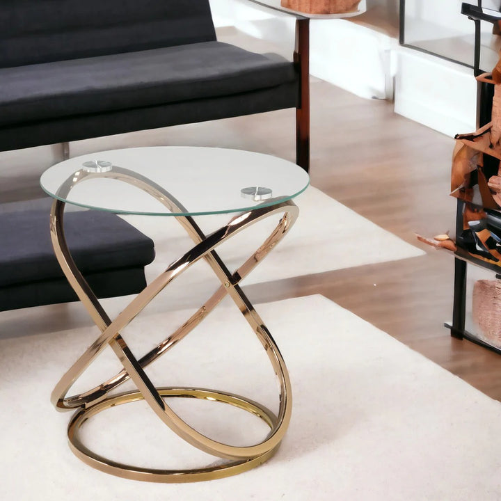 Prism Rose Gold Accent Table – Modern Elegance & Functional Style