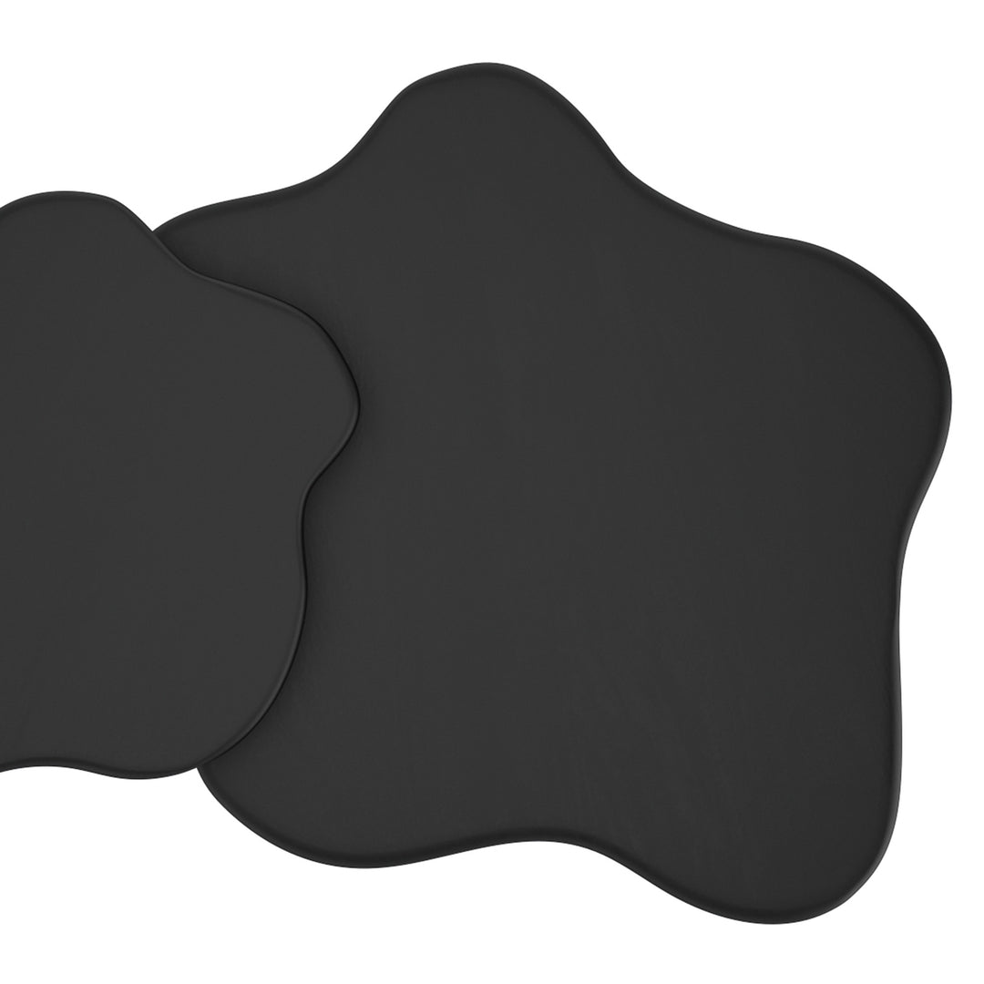 Norvella Mid-Century Modern Coffee Table – Freeform Solid Mango Wood Top with Pedestal Base (Black Finish)