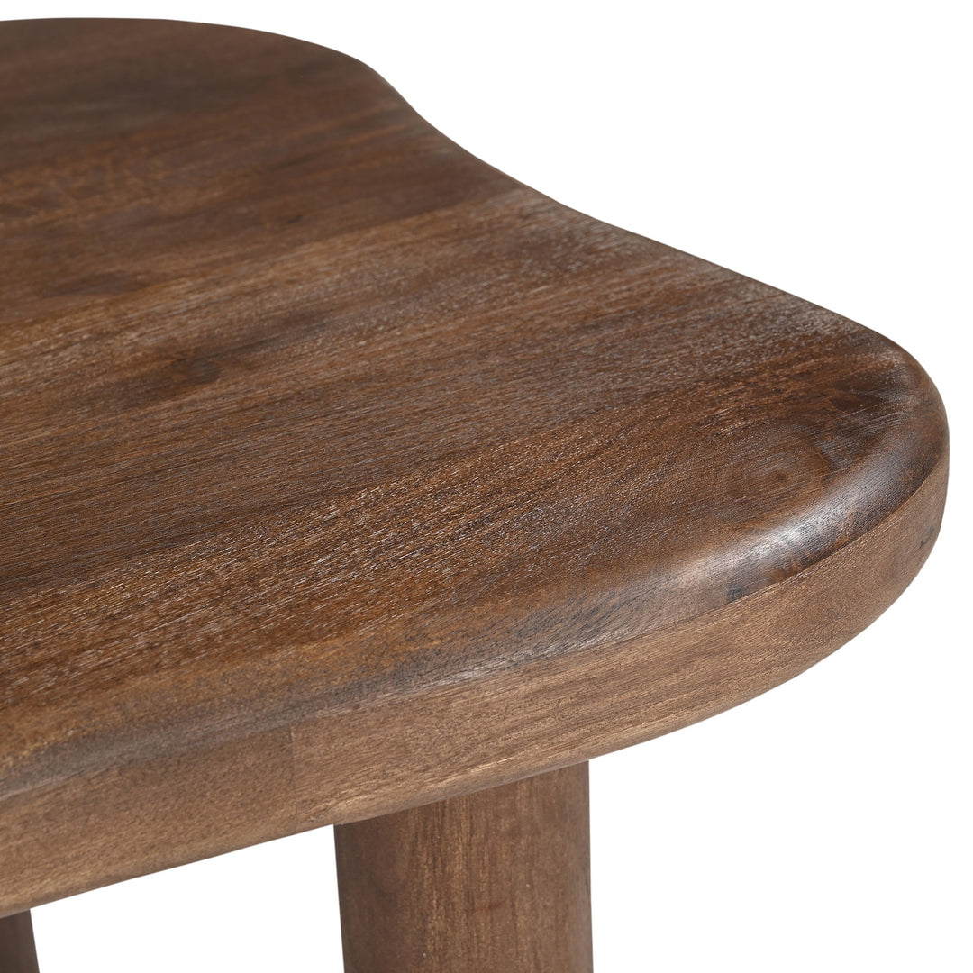 Carvello Freeform Solid Mango Wood Coffee Table with Thick Rounded Top & Dark Walnut Finish