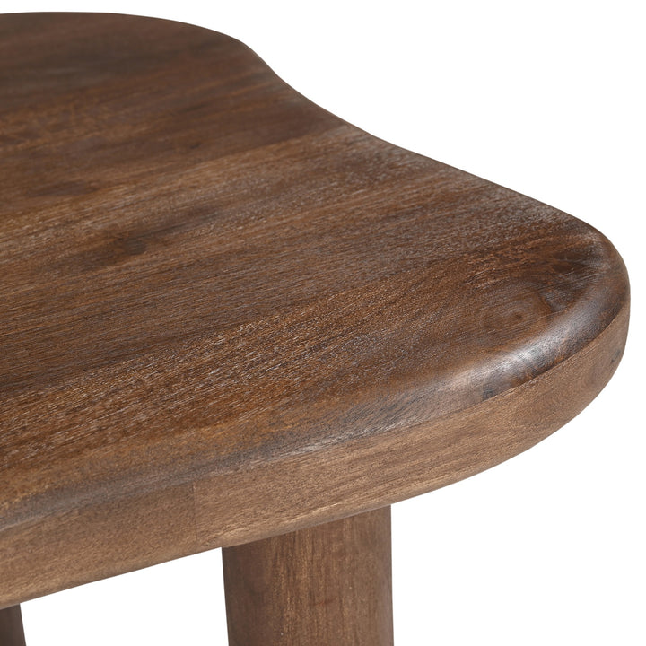 Carvello Freeform Solid Mango Wood Coffee Table with Thick Rounded Top & Dark Walnut Finish