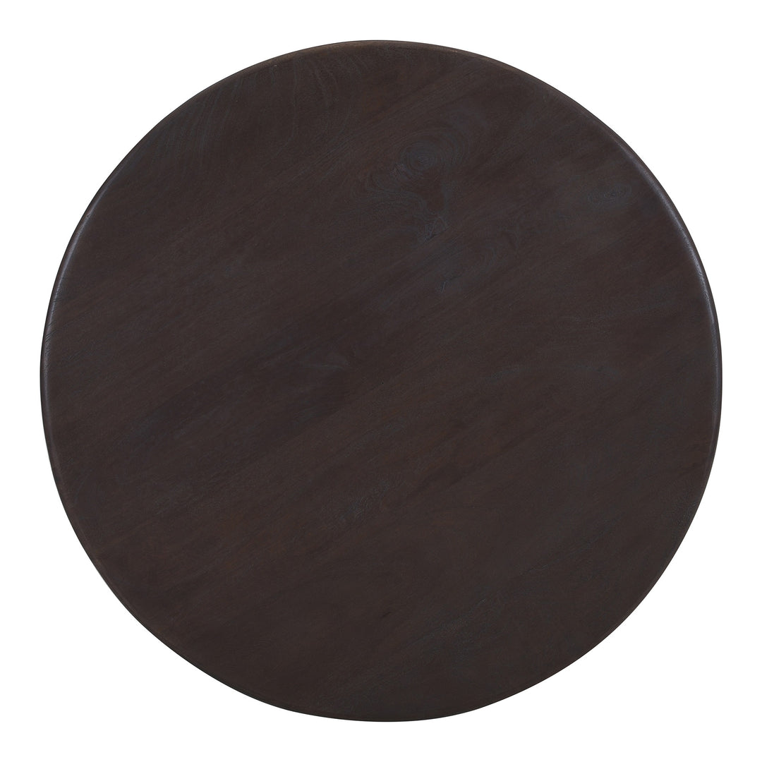 Lansmere Mid-Century Modern Solid Mango Wood Round Coffee Table with Rich Mocha Finish