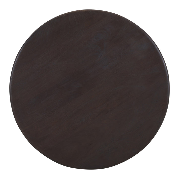 Lansmere Mid-Century Modern Solid Mango Wood Round Coffee Table with Rich Mocha Finish