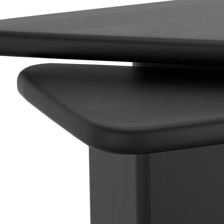Calnex Mid-Century Modern Nesting Coffee Table Set – 2-Piece Solid Mango Wood Triangular Tables (Black Finish)