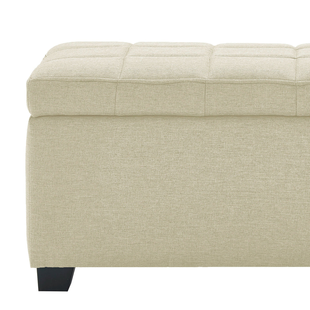 Mytrano Modern Storage Bench – Square Tufted Upholstered Bench with Deep Storage & Safety Hinges