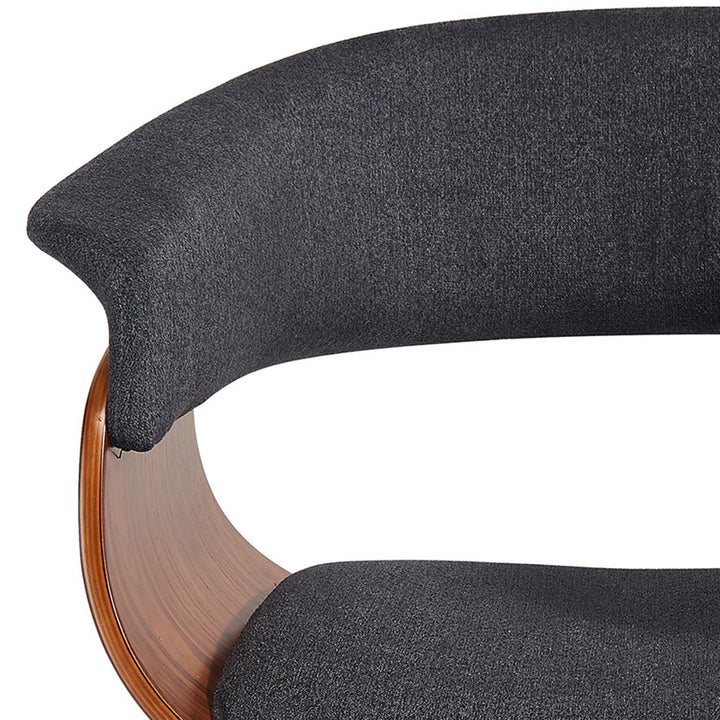Vornyx Mid-Century Modern Accent/Dining Chair – Curved Bentwood Frame with Walnut Finish & Charcoal Fabric Upholstery