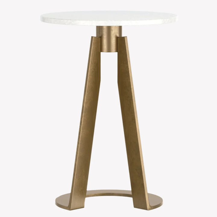 Vogue Accent Table – White Marble Top & Brass Base