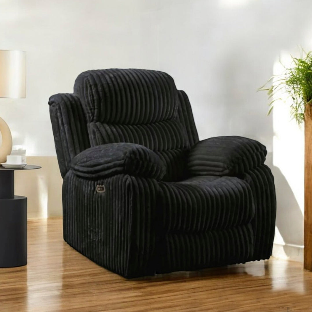 Myrcella Recliner Set – Black Elegance | Power Comfort & LED Vibes