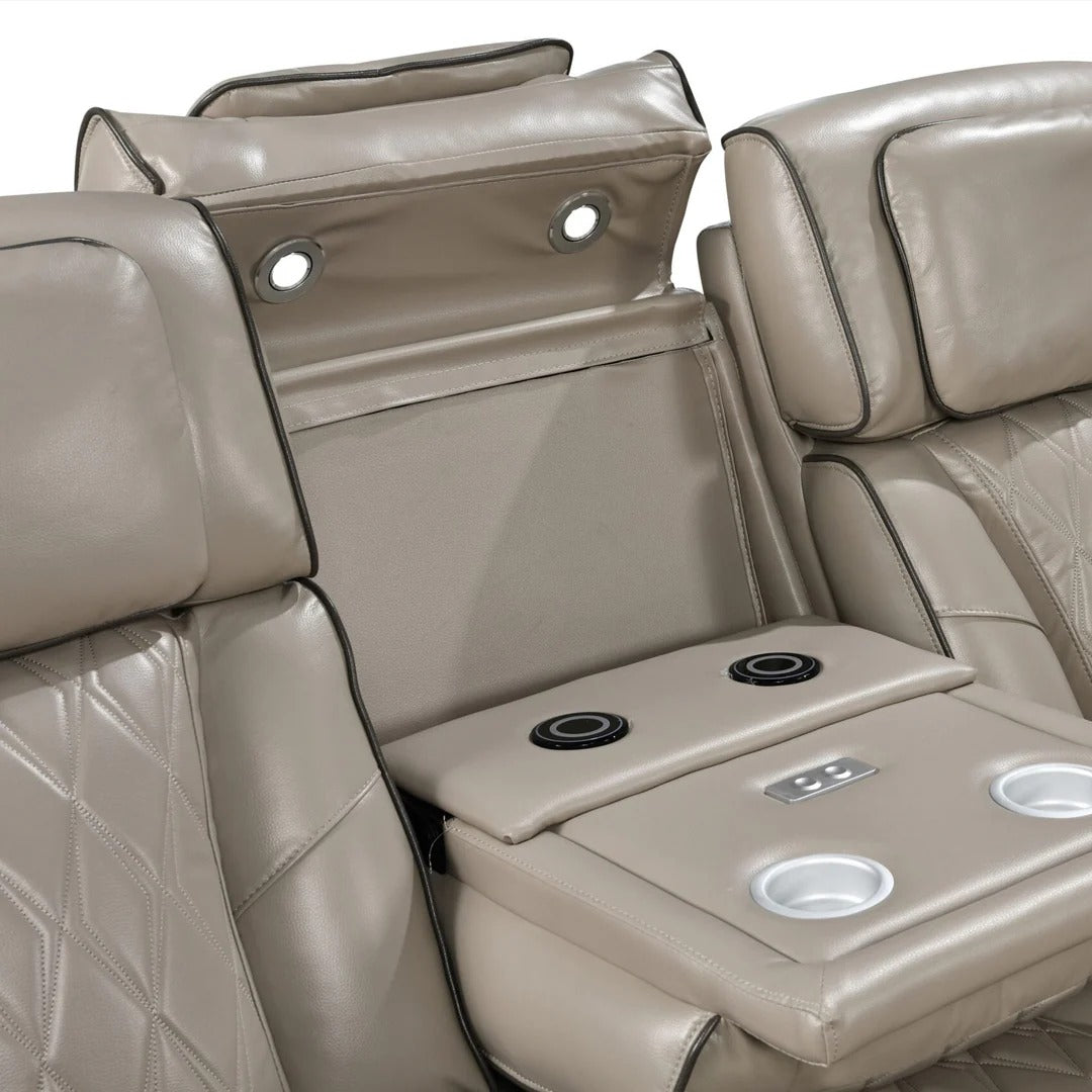 Tivaro Power Recliner Set – Warm Grey Zero-Gravity Sofa with Massage, Heat & LED Lights